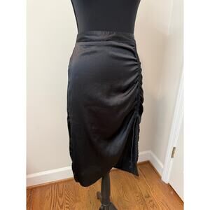 Japna Black Ruched Midi Skirt